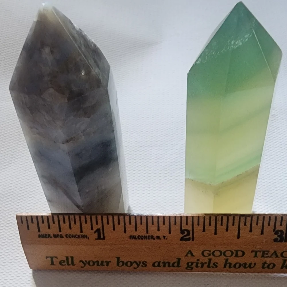 1 Blue Calcite And 1 Fluorite  Tower # 1 Natural And Authentic